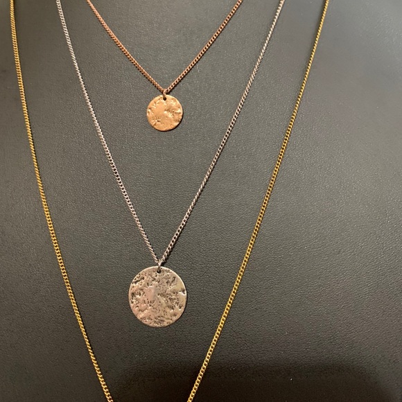 Mixed Metal Hammered Necklace - Picture 2 of 4